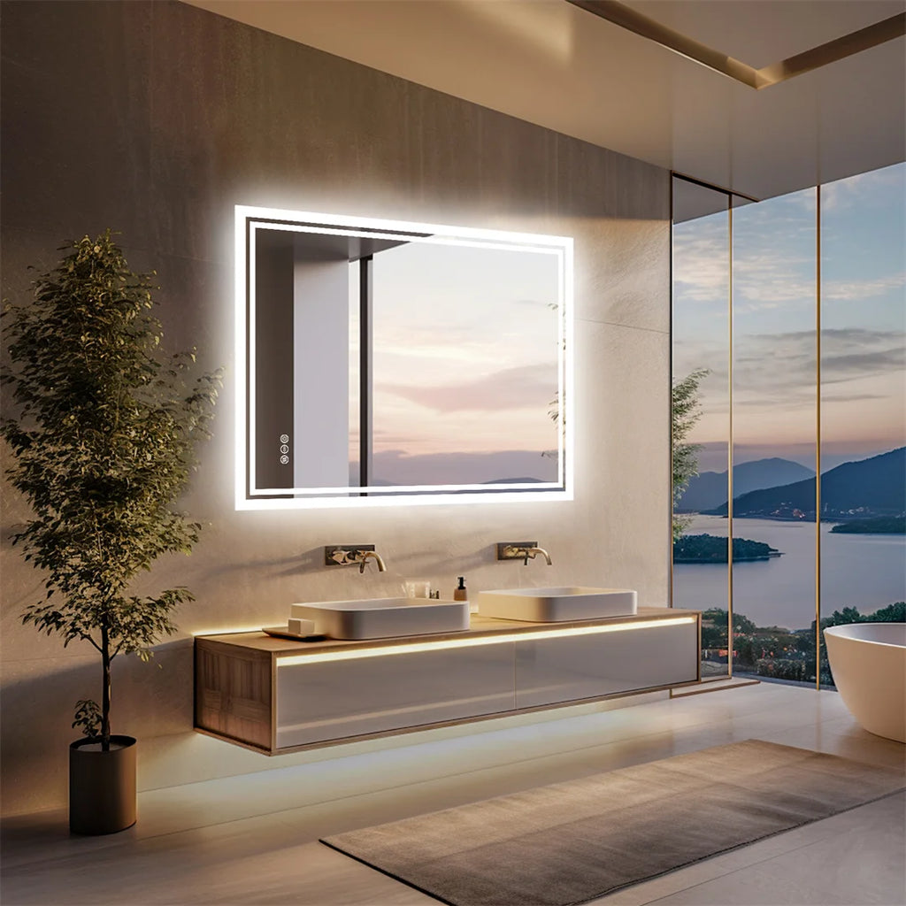 LUVODI Illuminate LED Backlight Bathroom Mirror Frameless Dimmable Defog Bath/Shower/Shaving Mirror