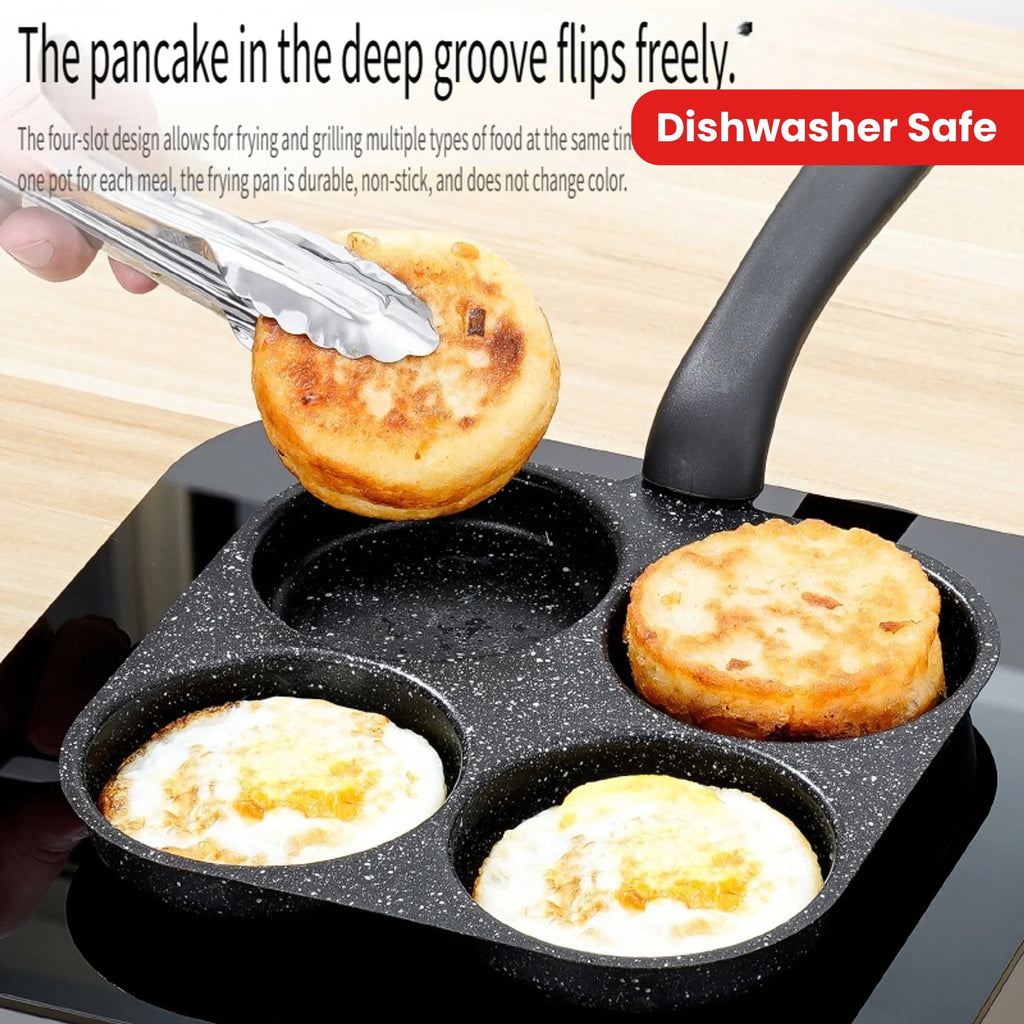 Medical Stone Four-hole Omelette Pot Household Non-stick Flats-bottomed Egg Dumpling Pot Breakfast Egg Burger Frying Pan