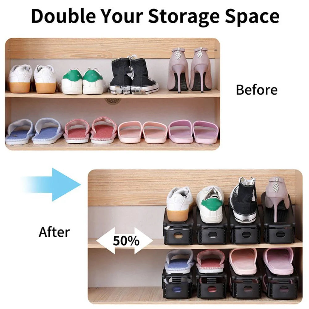 Shoe Slot Organiser Stackers – 20 Pack, Double-Layer Closet Rack, No Assembly Required