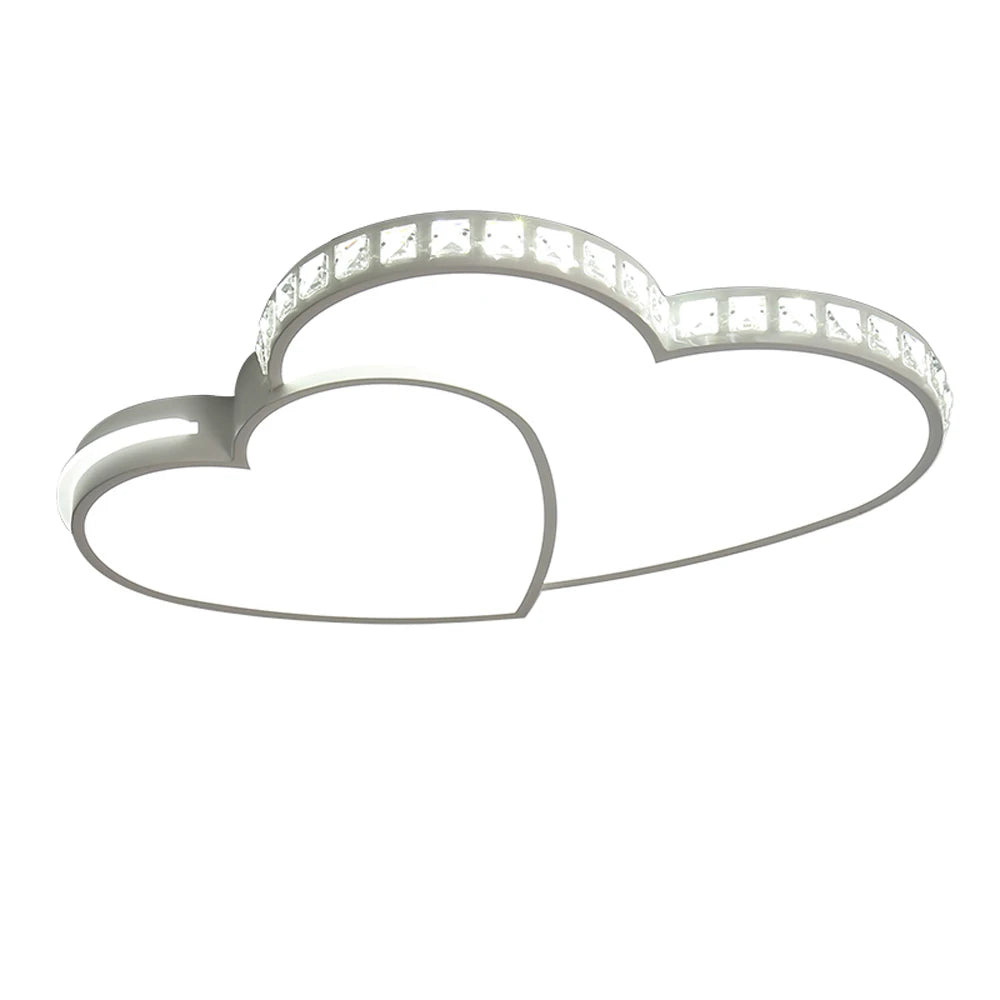 Heart-Shaped Crystal LED Ceiling Light — 24W Flush Mount, 20.5" × 15.7", Kids’ Room & Bedroom Lamp