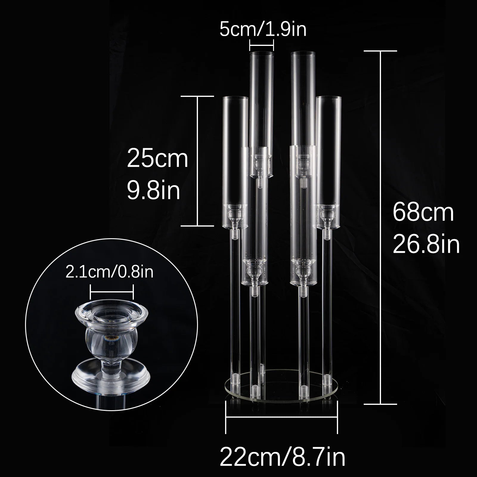 10Pcs Clear 6 Arm Candelabra Taper Candle Holder For Wedding Party Dining Table Banquet Event Decor