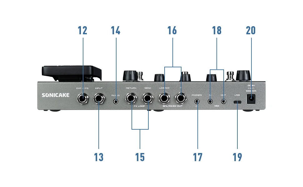 SONICAKE Matribox II Guitar Bass Amp Modeling Multi-Effects Processor with Expression Pedal FX Loop MIDI Stereo USB OTG QME-100