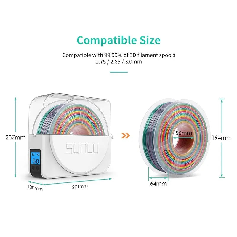 SUNLU S1+ 3D Filament Drying Box Fila-Dryer Drying Filament Storage Box Keeping Filament Dry Holder For 3D Printing Fast Heating
