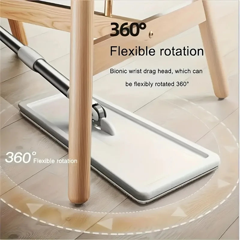 AEHOME Hands-Free Flat Mop & Bucket Set – 360° Swivel, 4 Reusable Microfiber Pads, Long Handle