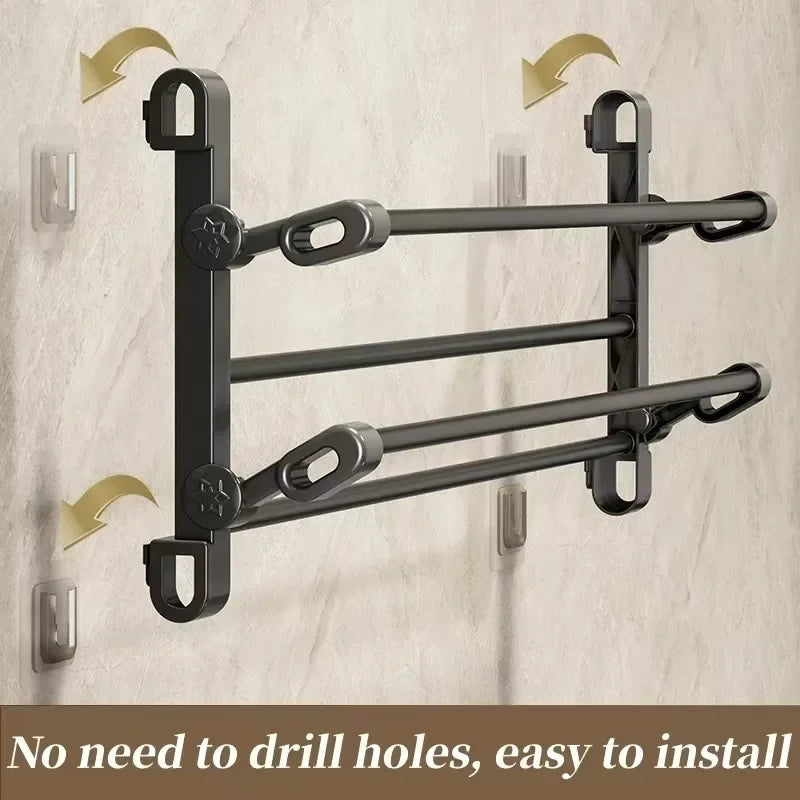 Wall-Mounted Folding Shoe Rack – No-Drill Bathroom Storage Organizer