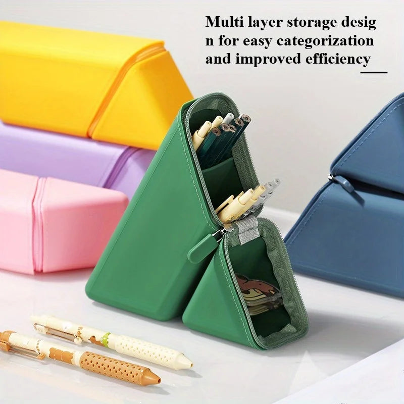 Foldable Silicone Pen Holder – Large Capacity Expandable Pencil Cup for Desk, Study & Office