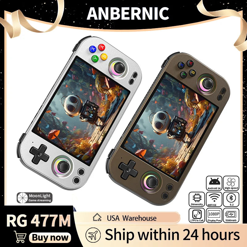 ANBERNIC RG 477M Retro Handheld Games Console 4.7" LTPS In-Cell Touch Screen Aluminum Alloy Android 5300mAh AI Assistant RG477M