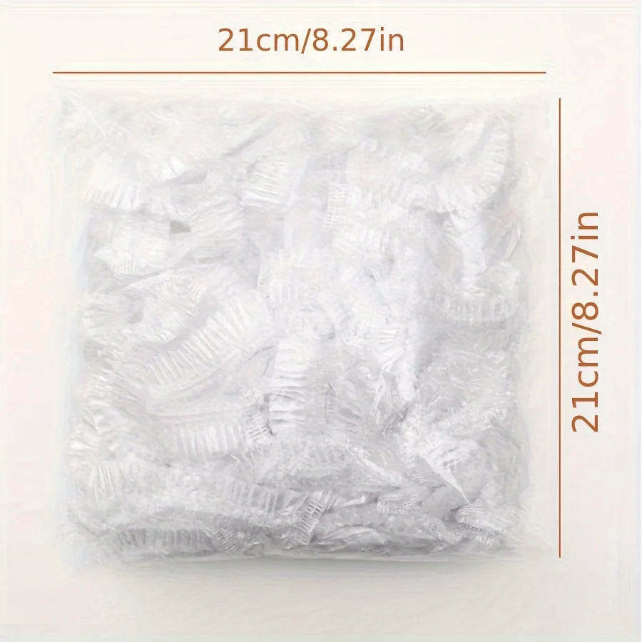 Waterproof Disposable Caps 100 Pack, HDPE Material Stretches to 29cm, for Hair Protection, Pet Care, DIY & Housekeeping