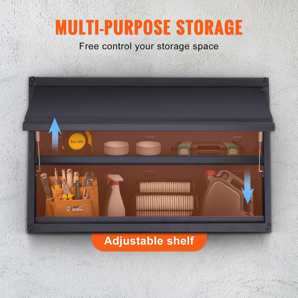 SucceBuy 120lbs per Shelf Metal Storage Cabinet 20'' Tall Wall-Mounted Steel Garage Cabinet with Adjustable Shelf