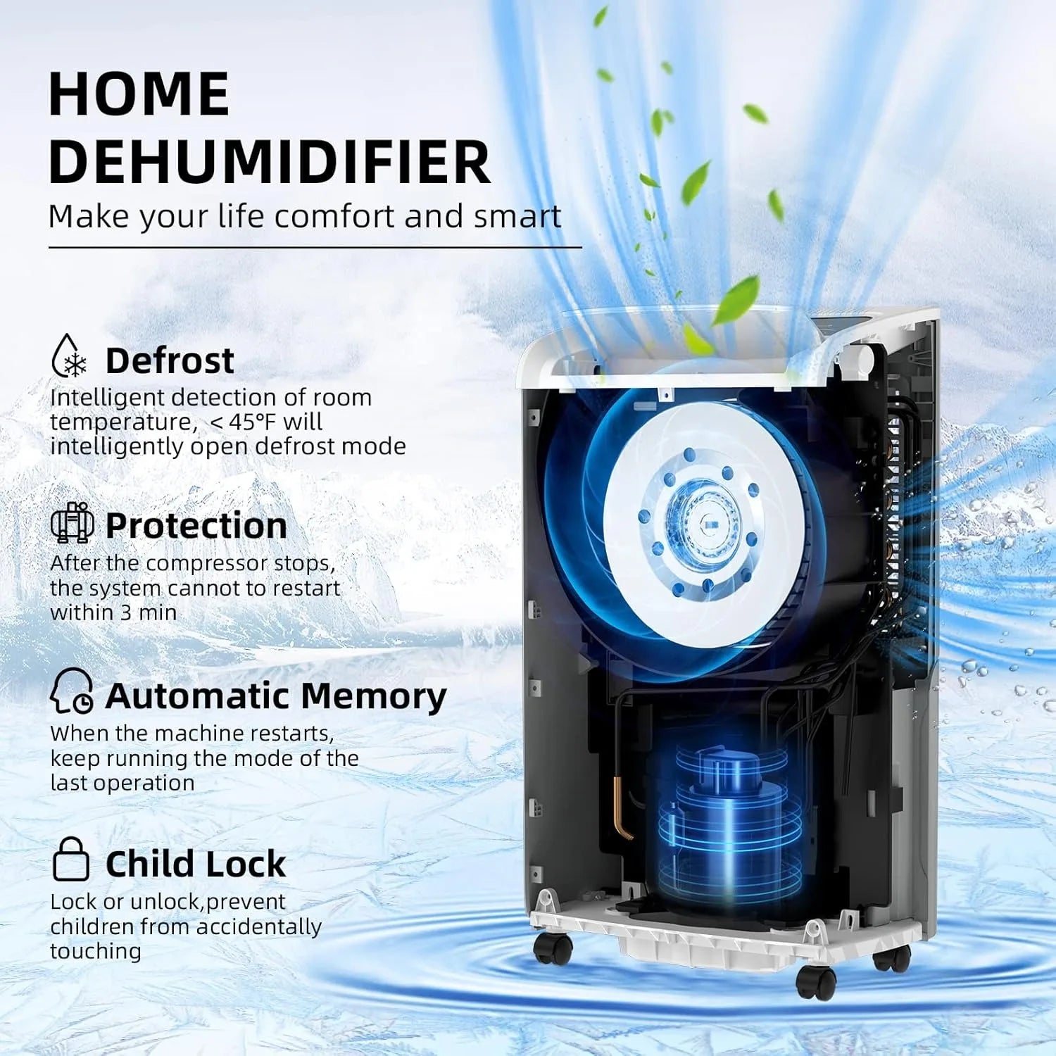 AIRPLUS 70 Pint Dehumidifier for Home Basements Large Room