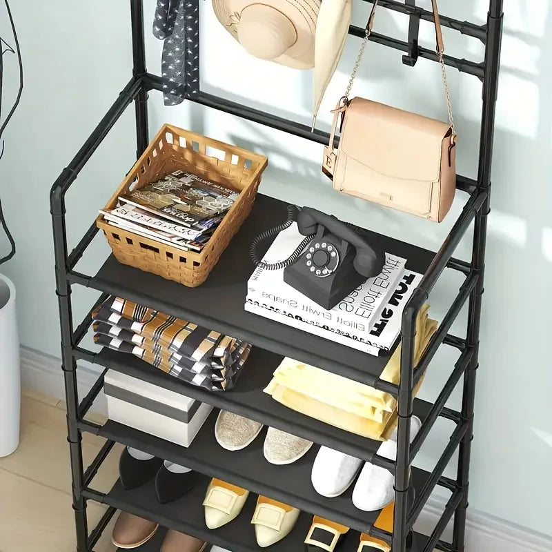 Hallway Clothes Hanger & Shoe Rack – Entryway Organiser for Shoes, Coats, Hats, Bags & Umbrellas