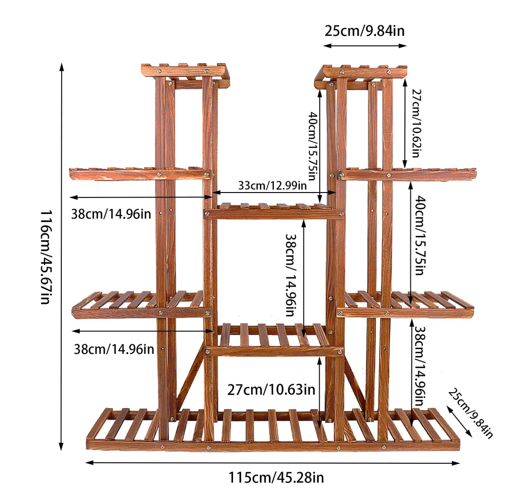 Multi-Tier Wooden Plant Stand — Indoor & Outdoor Flower Pot Display Shelf