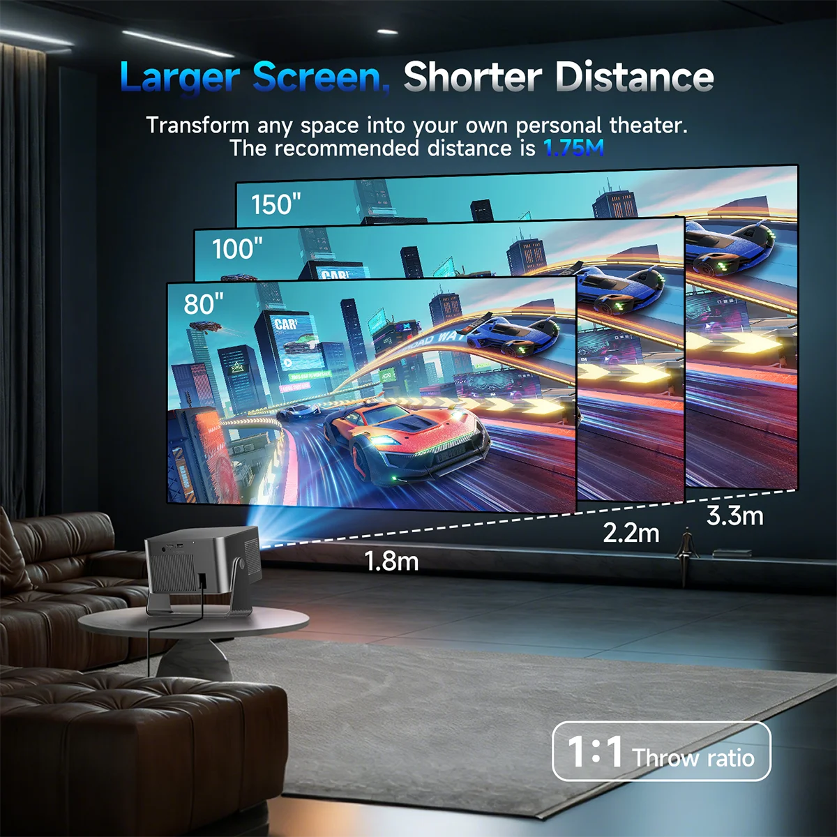 Magcubic HY350GTV 1080P Projector | 900 ANSI, Google TV, Auto Focus & 4K TV Stick Included