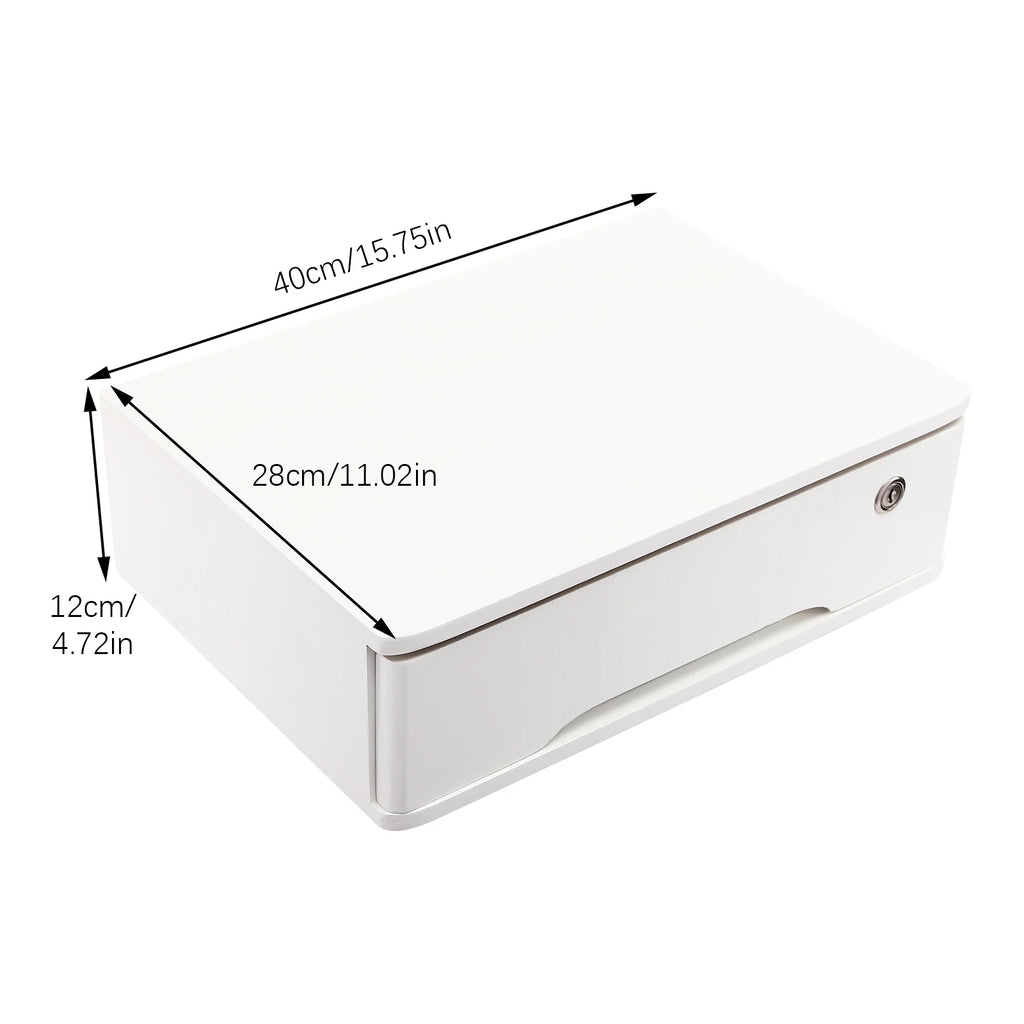 1/2/3 Tier Desktop Storage Box, Wooden Drawer Organizer with Lockable Drawers, No Assembly Required