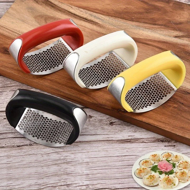 Stainless Steel Garlic Press Rocker - Easy-Squeeze Garlic Mincer & Kitchen Tool