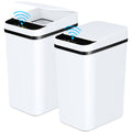 2 Pack 12L Touchless Motion Sensor Trash Cans with Lid — Slim Bathroom Design