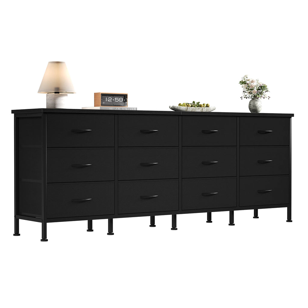 JHK 12-Drawer Fabric TV Stand — Fits Up to 80" TVs, 110 lb Top, Entertainment Center & Dresser
