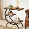 Tribesigns C-Shaped End Table with 3-Tier Storage Shelves | Industrial Sofa Side Table