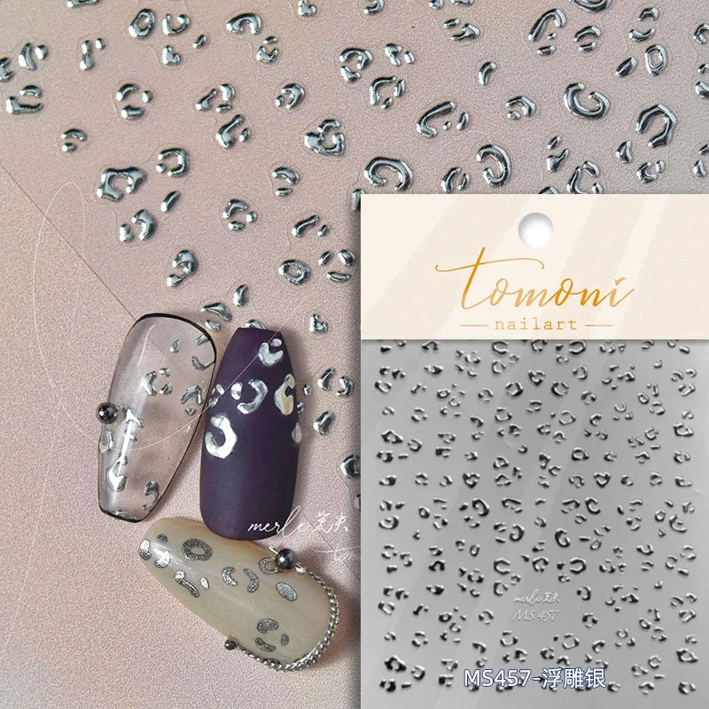 Retro Animal Print Nail Art Stickers – Gold Stars, Leopard, Zebra & Cow Print Manicure Decals