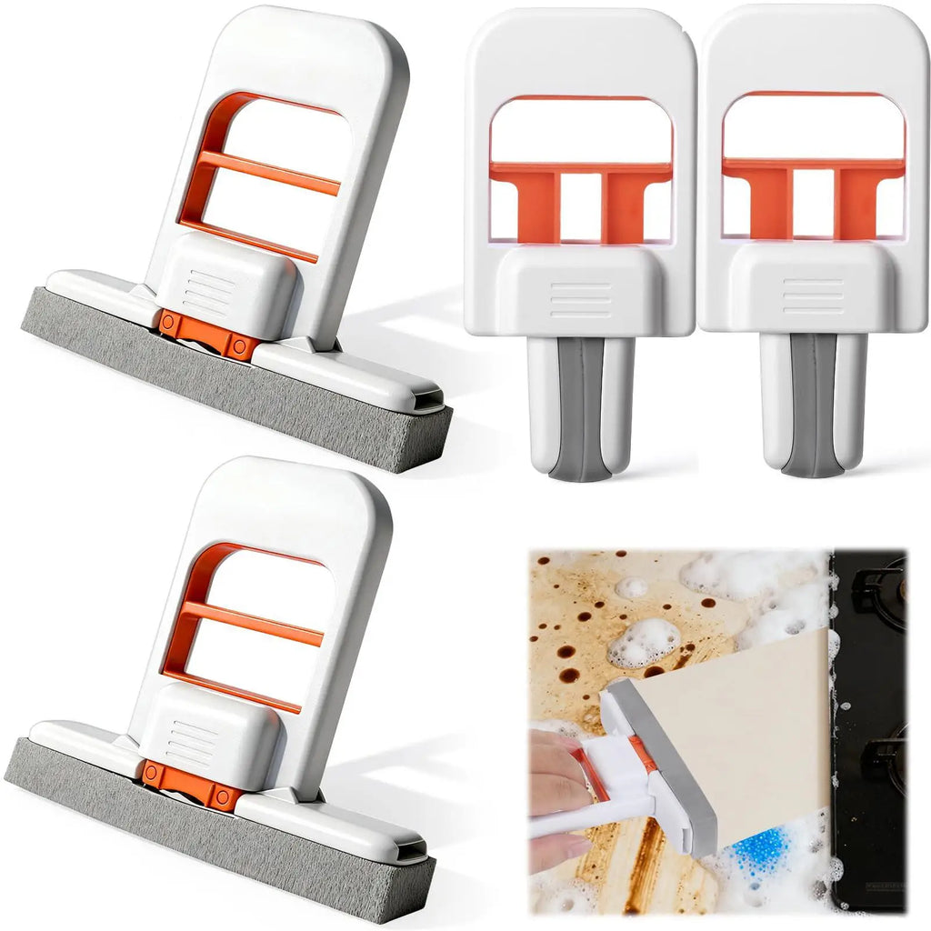 Mini Squeegee Sponge Cleaning Brushes | 4-Pack Handheld Multi-Surface Cleaner