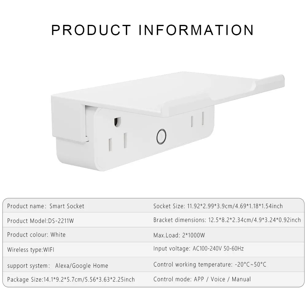 WiFi Smart US Plug Dual Outlets, Voice Control Works with Alexa Google Home