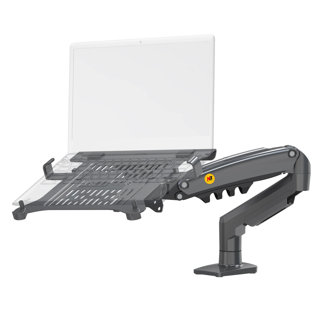 Hyvarwey 2-in-1 Monitor & Laptop Desk Mount – Gas Spring Arm for 17–30" Screens & 10–17" Laptops