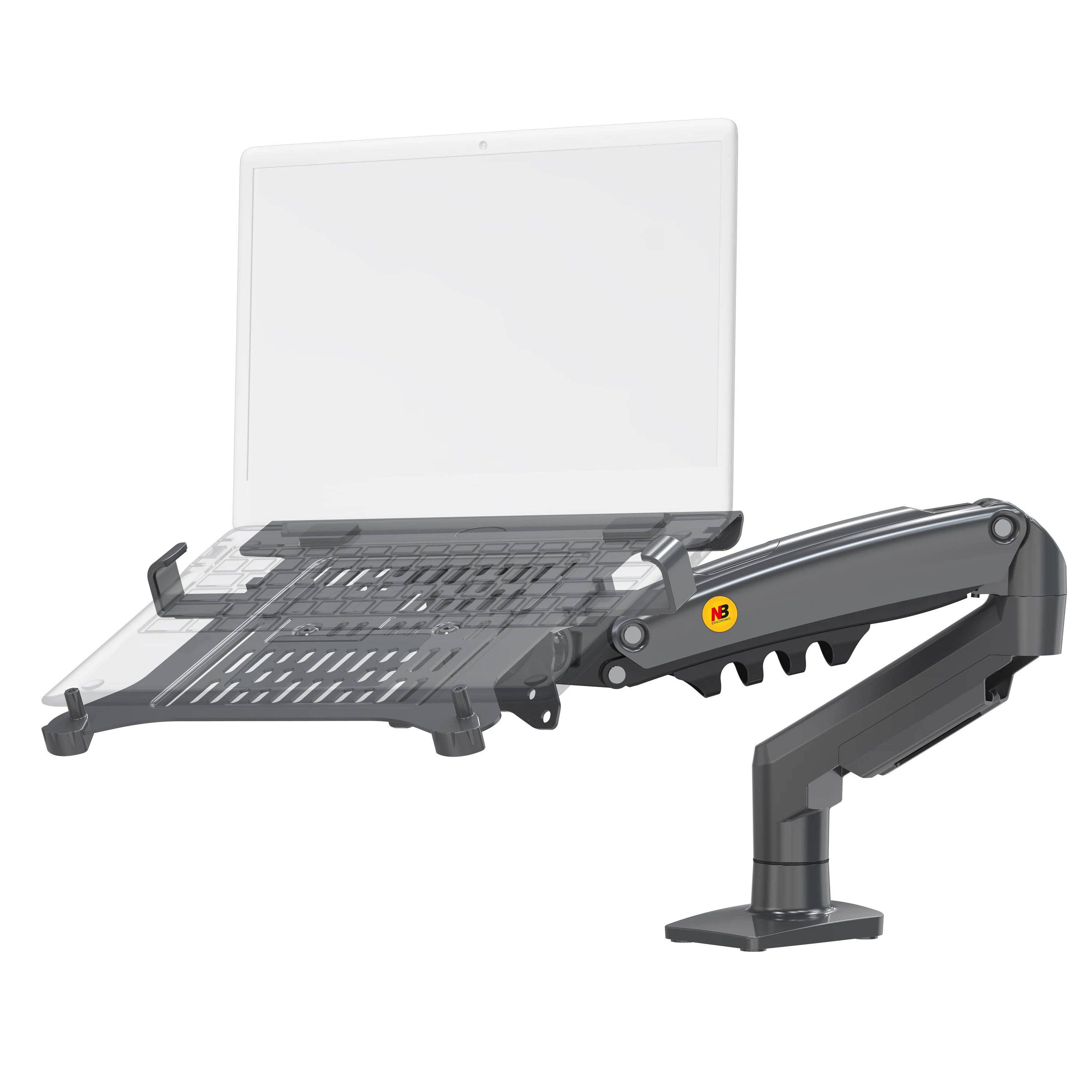 Hyvarwey 2-in-1 Monitor & Laptop Desk Mount – Gas Spring Arm for 17–30" Screens & 10–17" Laptops