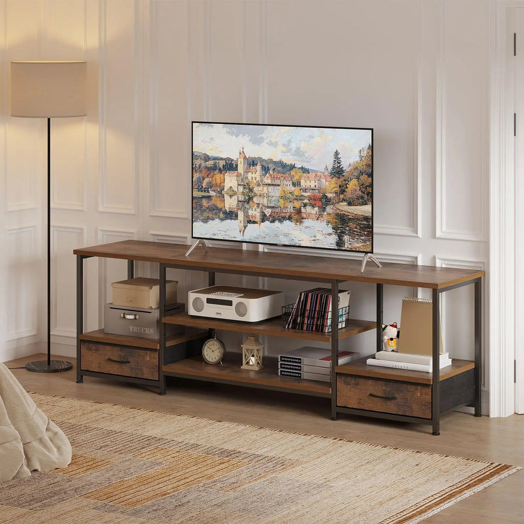 63" TV Stand for Up to 75" TVs — Entertainment Center with Power Outlets, USB, Adjustable Shelf & Storage