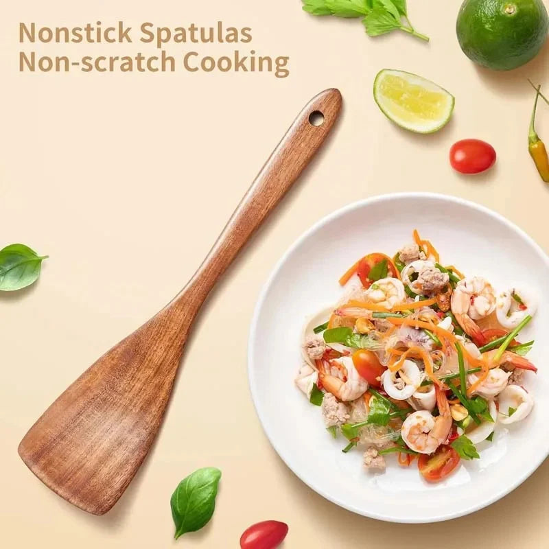 Wood Kitchenware Cooking Set Household Spatula Spoon Set Salad Spoon Fork Stirring Spoon Kitchen Baking Set