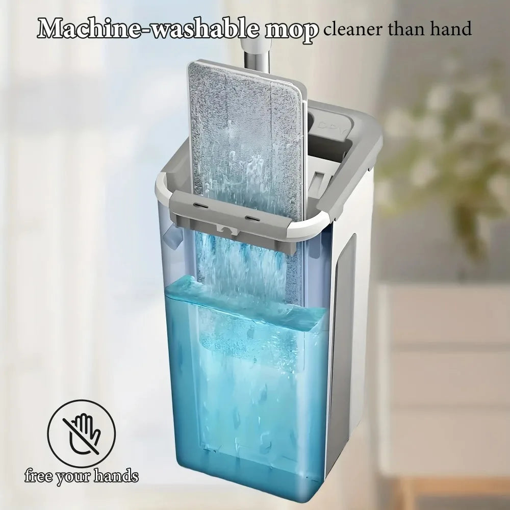 BZEQ 360° Spin Mop & Dual-Chamber Bucket Set | 4 Mop Pads Included