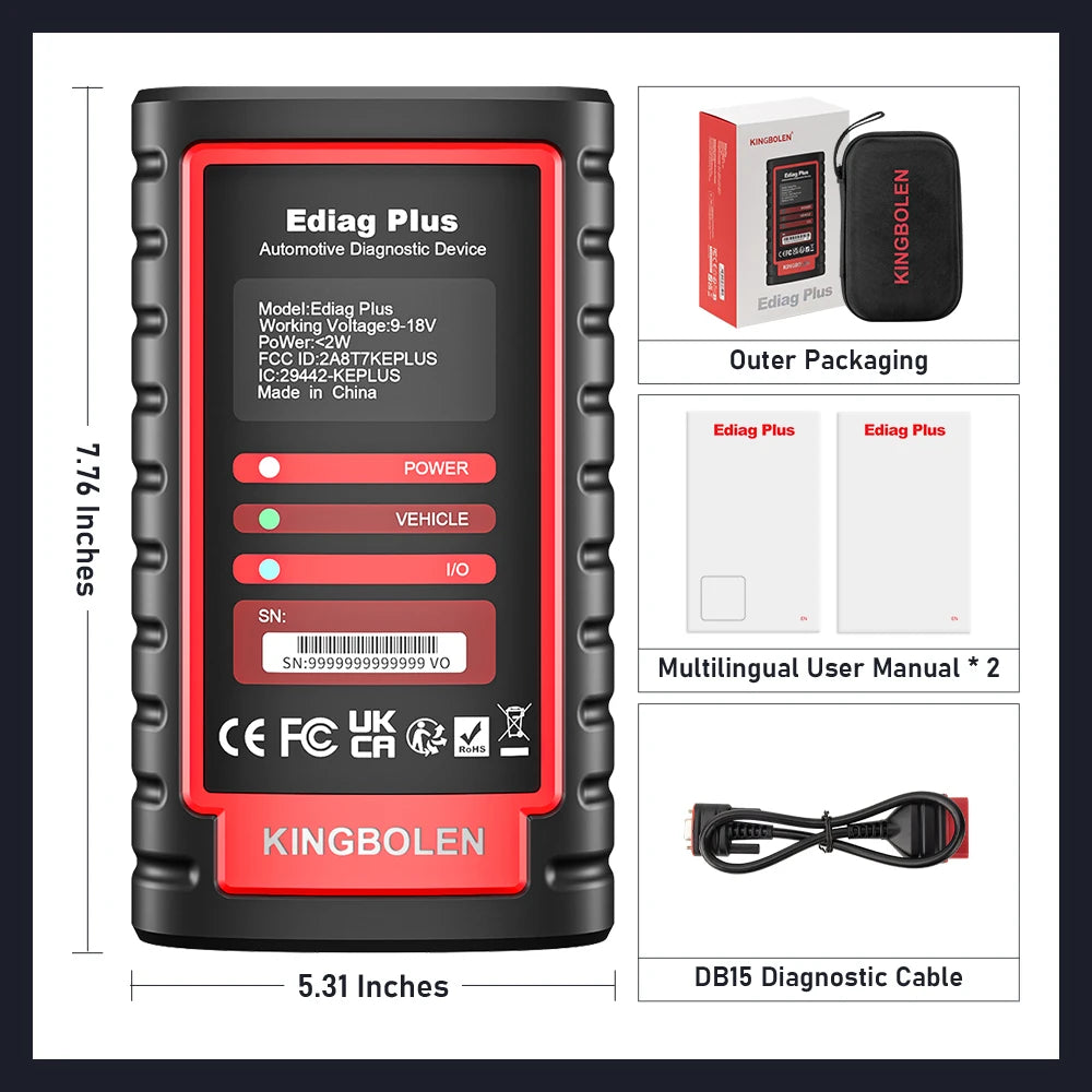 KINGBOLEN Ediag Plus Thinkdiag 2 OBD2 Scanner Support CAN FD 16 Reset Bidirectional Control ECU Coding OBD2 Diagnostic Scanner