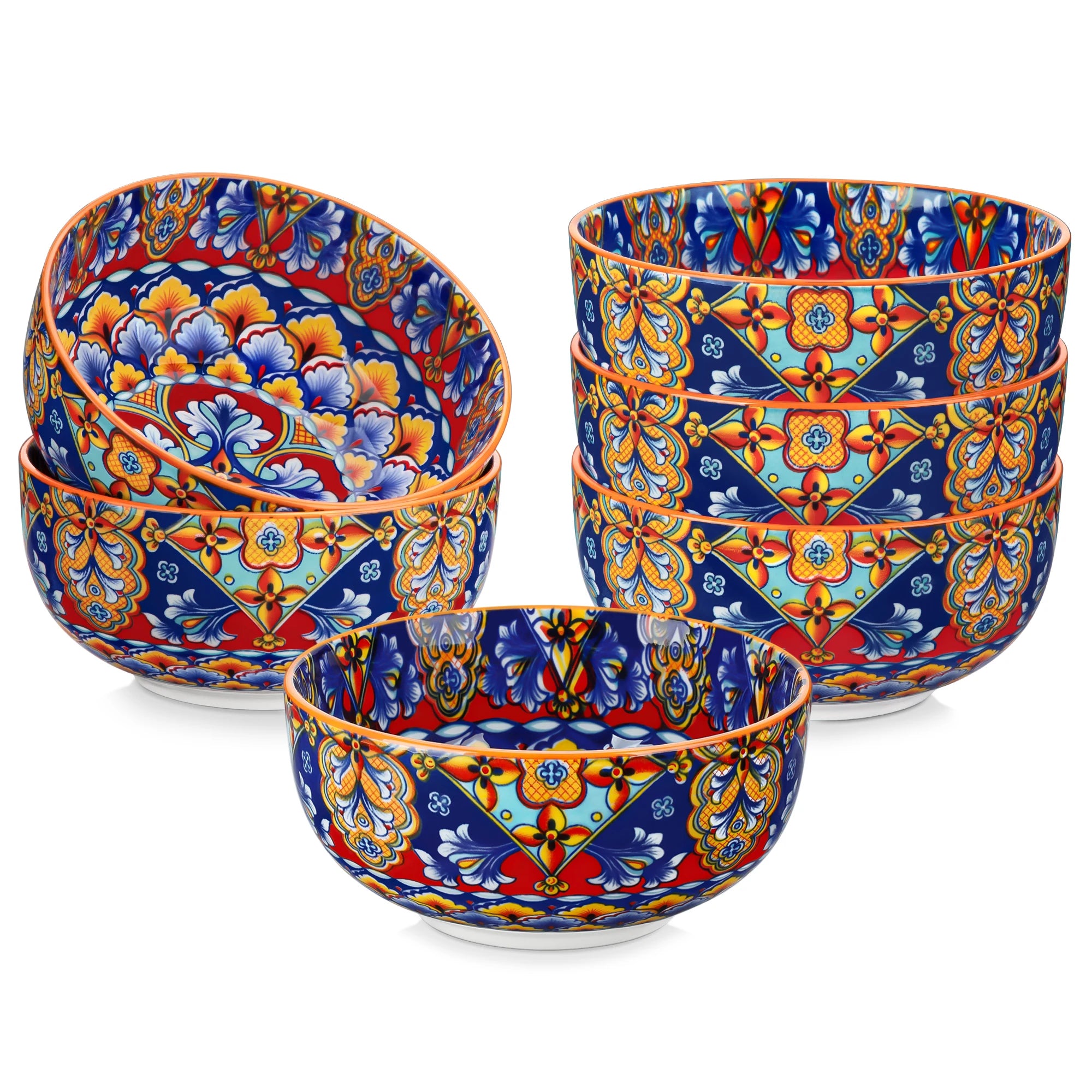 Vancasso Bohemian Ceramic Bowl Set – 6 or 12 Piece, 28 oz Porcelain Bowls for Cereal, Soup, Salad & Pasta