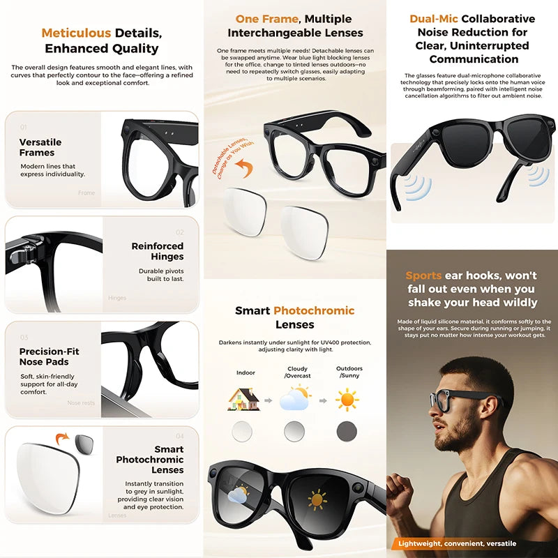 M02 Ultra Smart AI Glasses – 4K Camera, 32GB, 120+ Language Translation & Power Bank