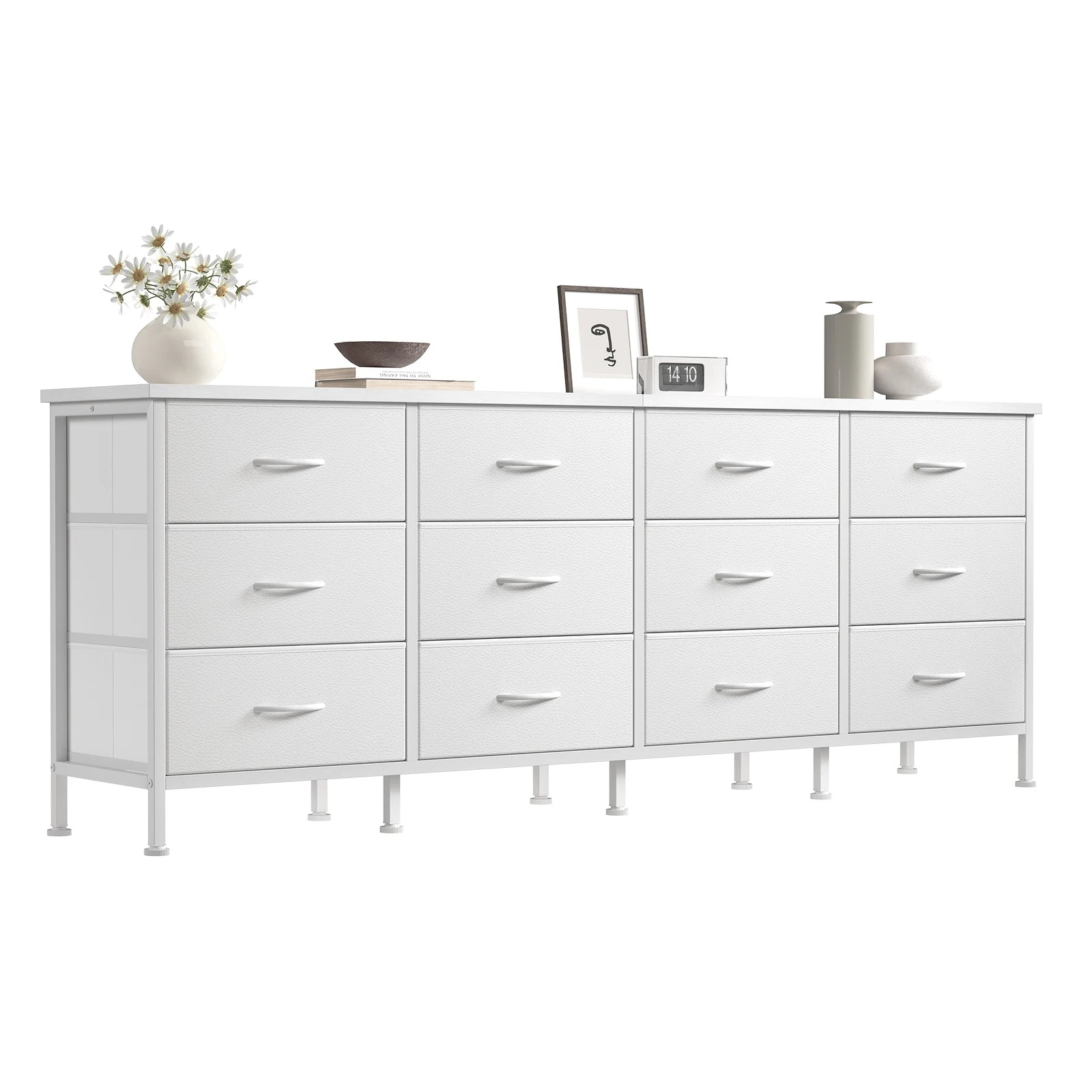 JHK 12-Drawer Fabric TV Stand — Fits Up to 80" TVs, 110 lb Top, Entertainment Center & Dresser