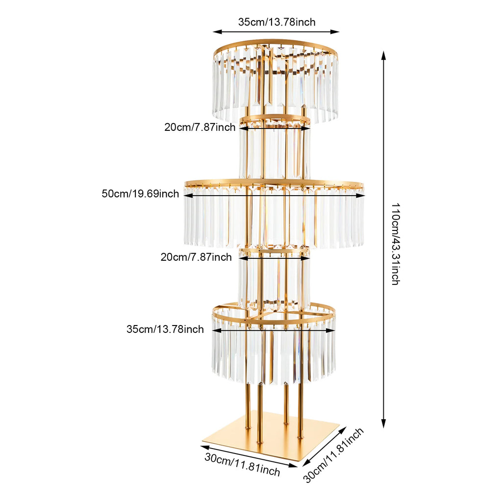 5 Tiers Round Flower Stand 43.3in Height Wedding Centerpieces Flower Stand for Coffee Shop, Hotel, Aisle Road Guide, Golden