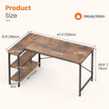 JHK 47" L-Shaped Corner Desk – Reversible Storage Shelves, X-Brace Steel Frame for Home Office & Gaming