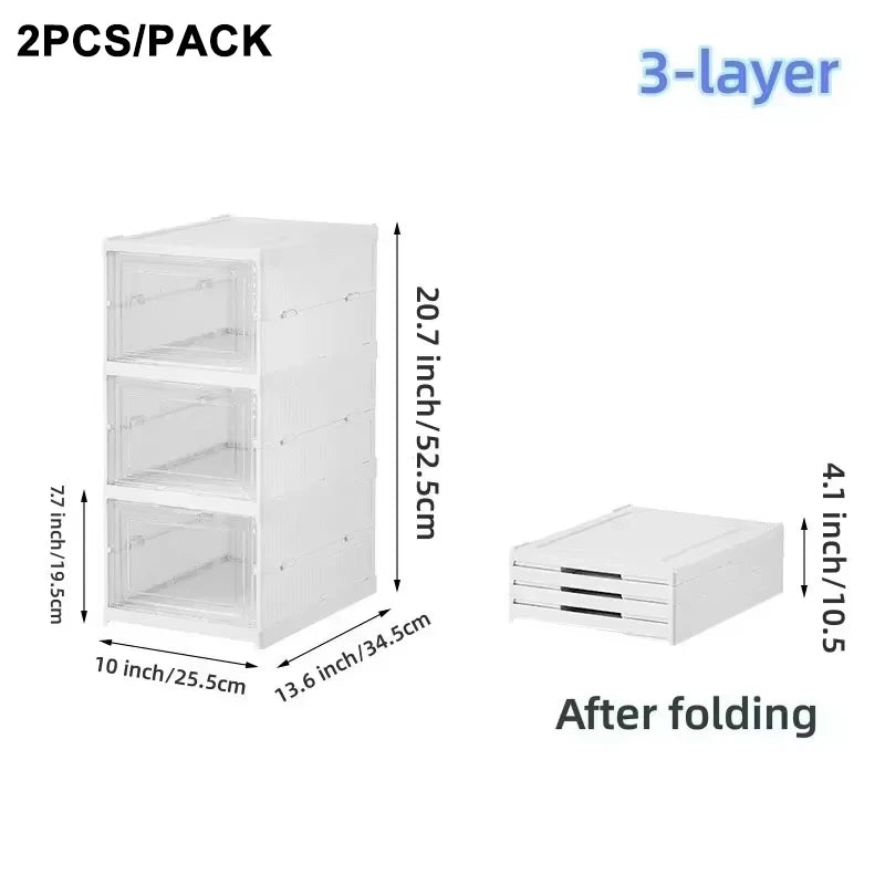Foldable Clear Shoe Storage Box – Stackable 1–6 Layer Dustproof Organiser for Closet, Dorm & Apartment