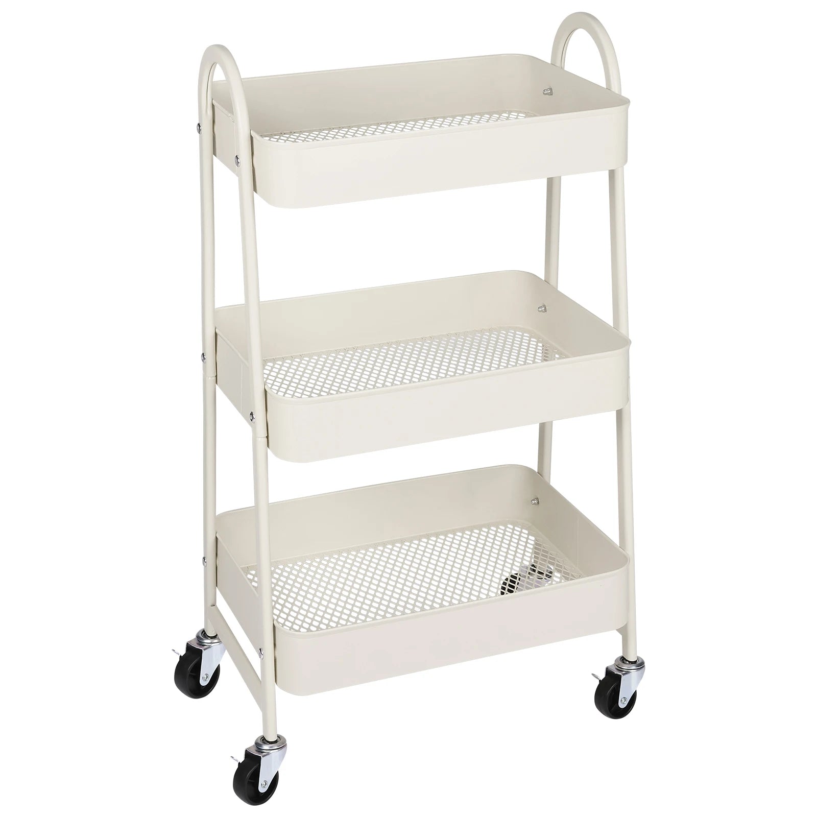 JHK 3-Tier Metal Rolling Storage Cart – Lockable Wheels, Mesh Shelves & Slim Design for Kitchen, Bathroom & Office