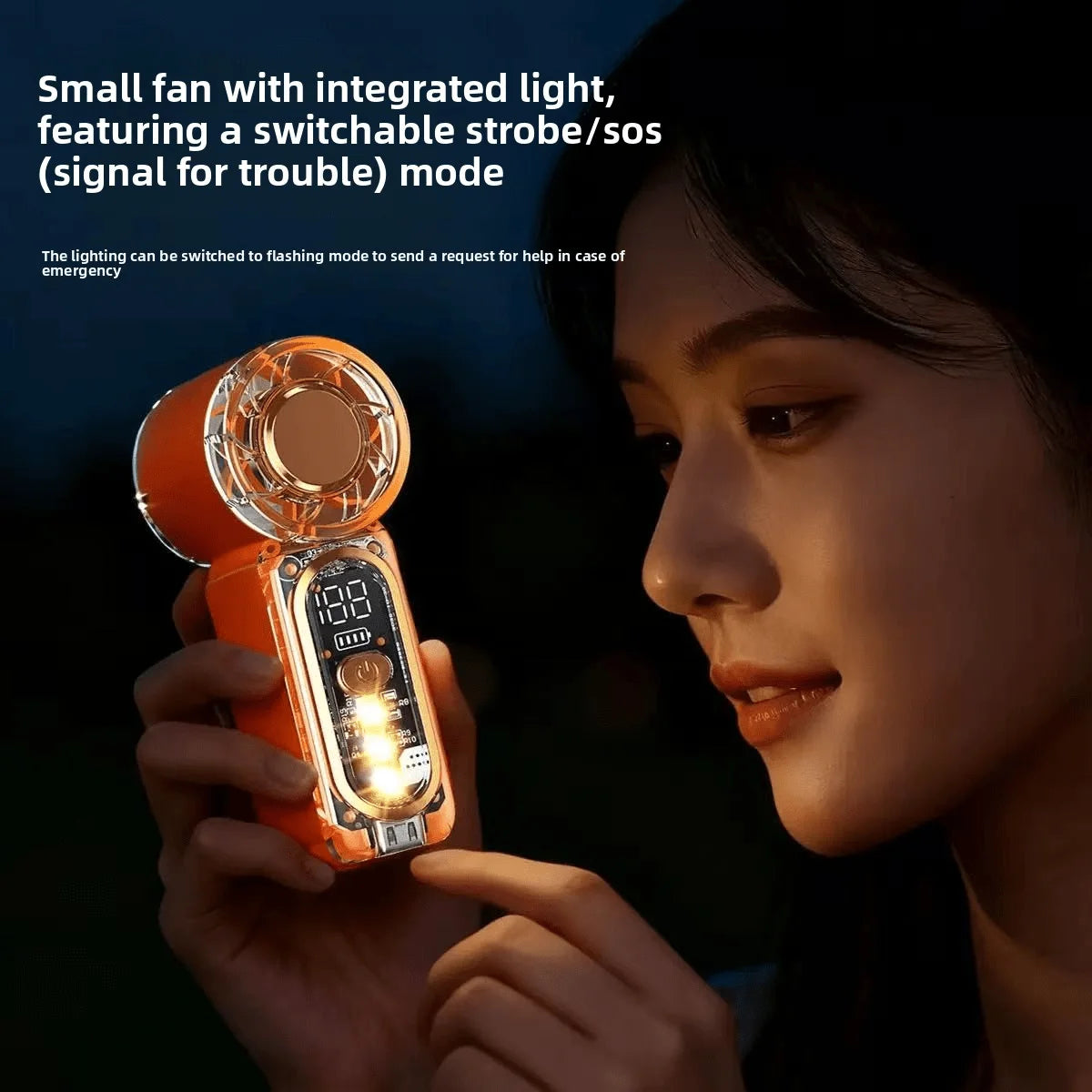 Mini Handheld Fan With Night Light, Dual Function Fan + Ambient Light, 100-Level Adjustment, 40,000 RPM, LED Display, X699 Mini Handheld Fan, Pocket Mini Fan, USB Rechargeable, Continuous Operation, Turbo Fan, Suitable For Ou