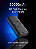 20000mAh Wireless Power Bank 22.5W PD Fast Charging 15W Wireless Charger USB C 5 Ports Portable Charger External Battery Pack for iPhone 16 15 14 Pro Max Samsung Galaxy S25 S24 Ultra iPad Tablet