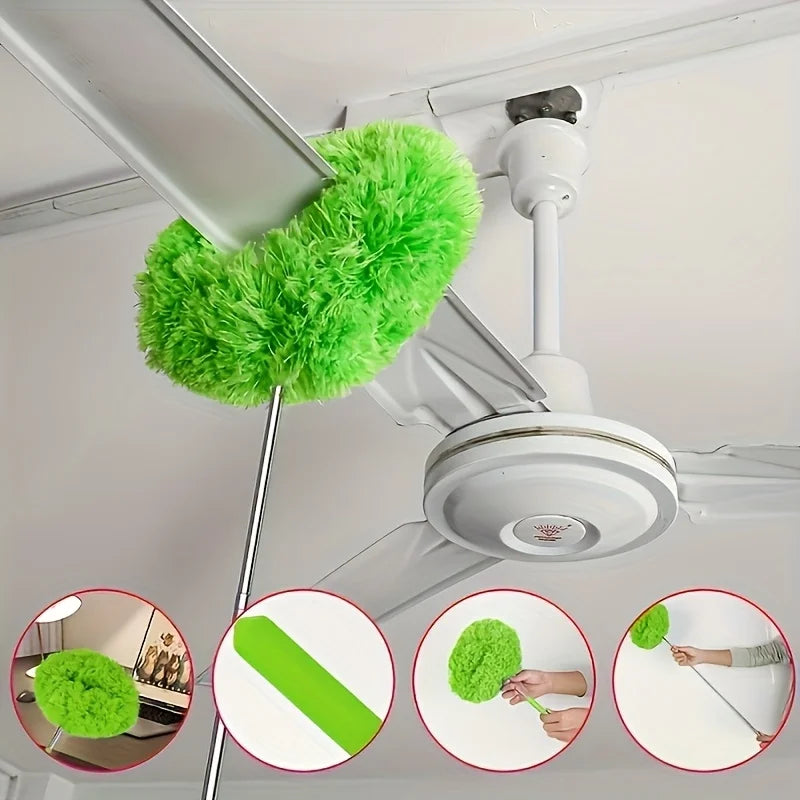 Long Handle Microfiber Ceiling Fan Duster - Reusable, Machine Washable, Easy Clean Brush - Easy to Clean for RV and Home Use