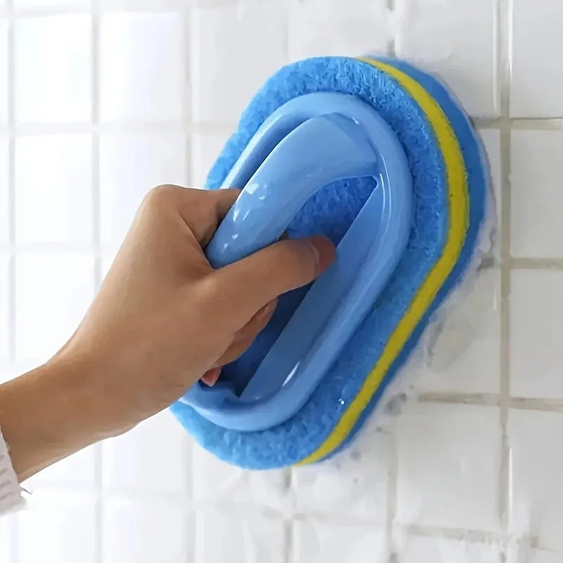 Handled Double-Layer Sponge Cleaning Brush | Tile, Kitchen & Bathroom Scrubber