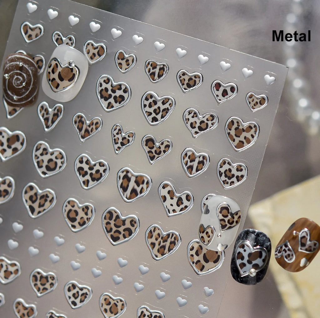 Retro Animal Print Nail Art Stickers – Gold Stars, Leopard, Zebra & Cow Print Manicure Decals