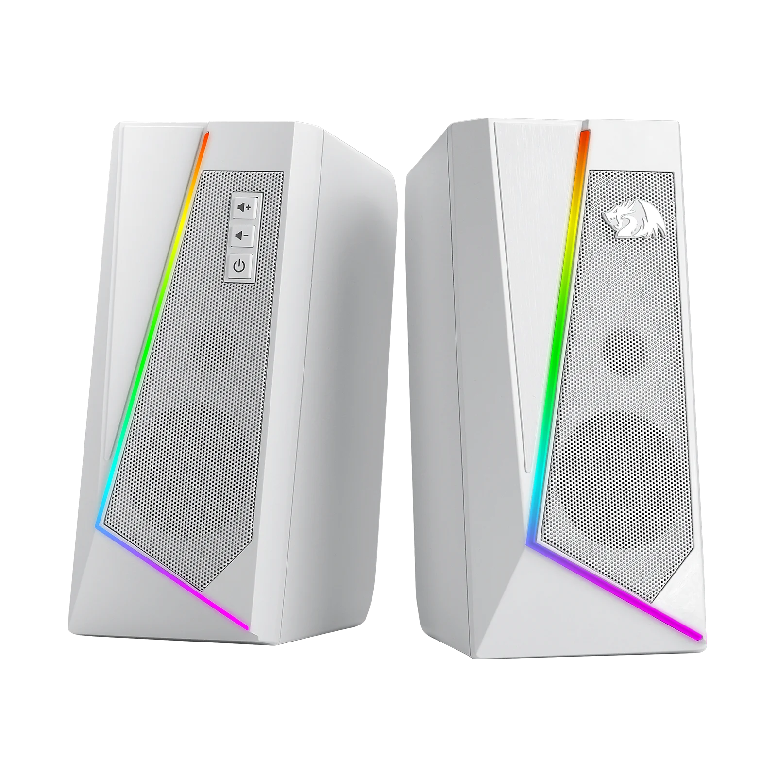 Redragon GS520 RGB Desktop Speakers, 2.0 Channel PC Stereo Speaker with 6 Colorful LED Modes, Enhanced Sound, White/Pink