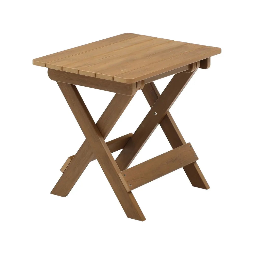 LISM Foldable Outdoor Bistro Set – Teak & HIPS Rectangular Table with 2 Chairs for Patio, Garden & Balcony