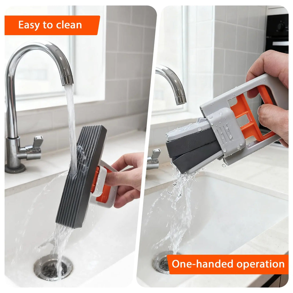 Mini Squeegee Sponge Cleaning Brushes | 4-Pack Handheld Multi-Surface Cleaner