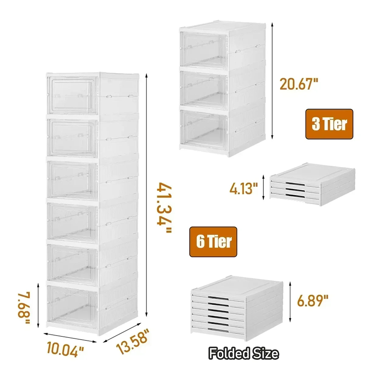 6-Layer Foldable Transparent Shoe Storage Box – Stackable, Dustproof & Ventilated Organiser
