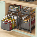AEHOME 2-Tier Slide-Out Cabinet Organizer | Heavy Duty Steel, Under Sink Storage for Kitchen & Bathroom