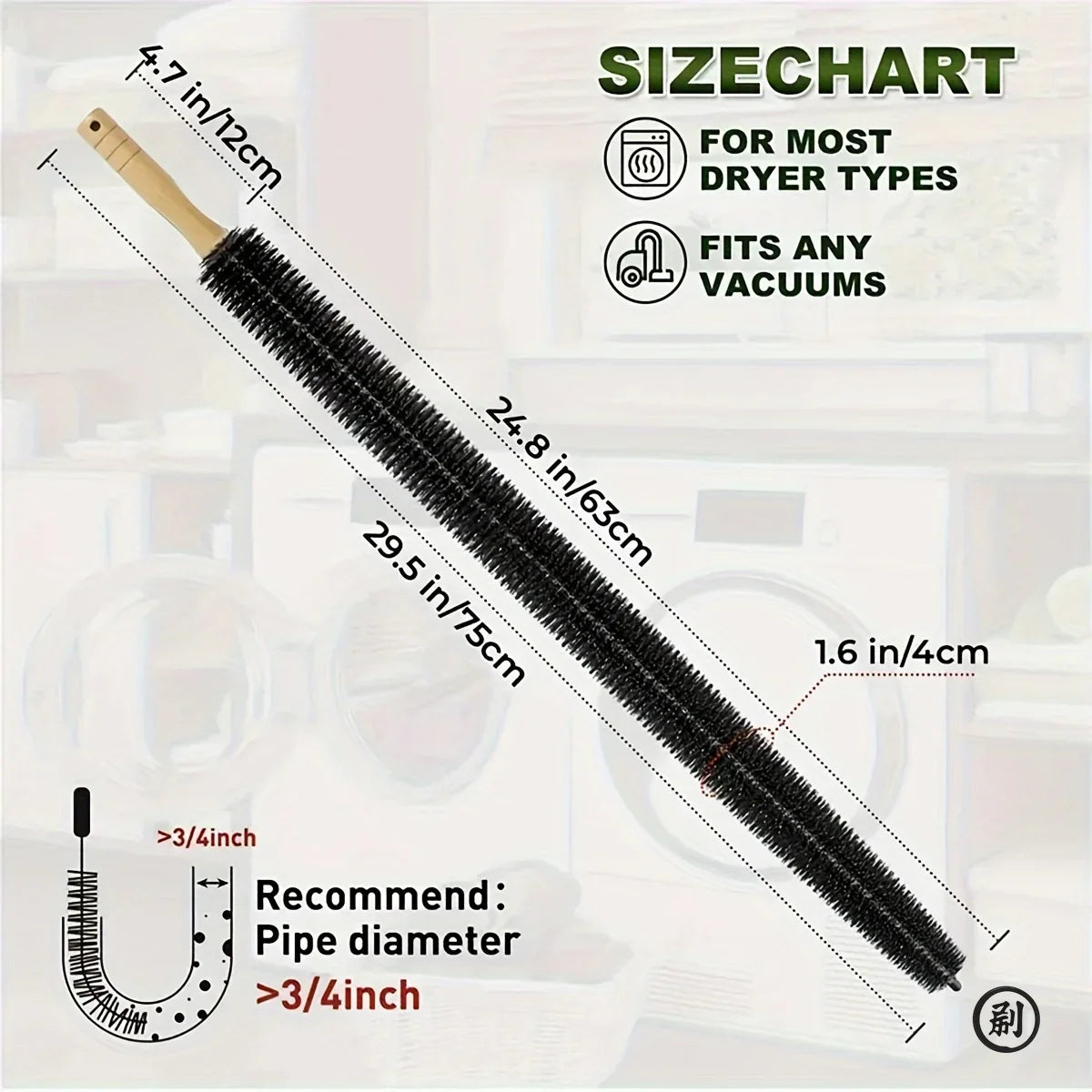 Flexible Long Cleaning Brush – Radiator, Dryer Vent & Pipe Duster
