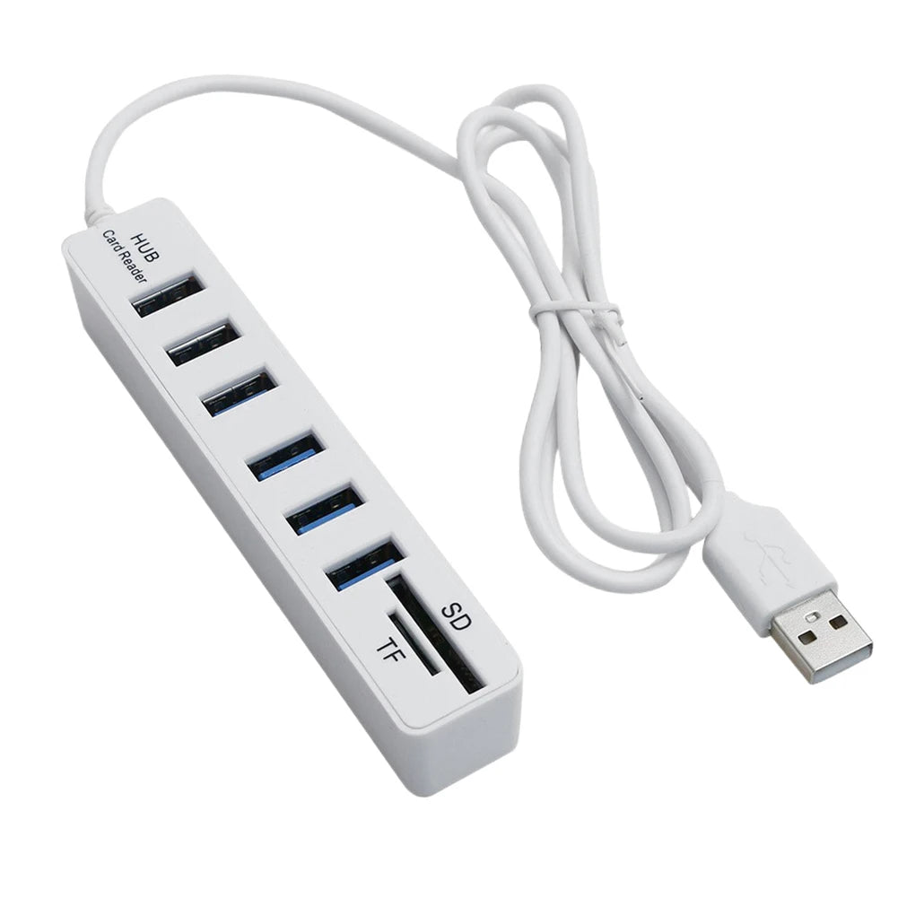 APWIKOGER 8-in-1 USB 2.0 Hub | 6 USB Ports + SD & TF Card Reader